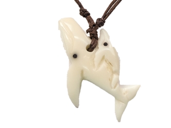 Tagua Nut Necklace: Whale & Baby 