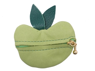 Deerskin Apple Change Purse: Green change pouch, change purse, coin pouch, coin purse