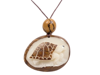 Tagua Nut Necklace: Box Turtle Relief 