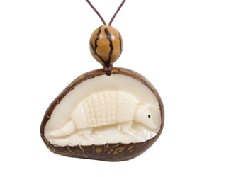 Tagua Nut Necklace: Armadillo Relief 