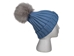 Baby Blue 100% Merino Wool Hat with Natural Blue Fox Pompom - 1292-BFNABB-AS (Y2N)