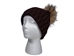 Brown 100% Merino Wool Hat with Natural Finn Raccoon Pompom - 1292-FRNABR-AS (Y2N)