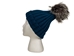 Teal 100% Merino Wool Hat with Natural Silver Fox Pompom - 1292-SVNATE-AS (Y2N)