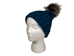 Teal 100% Merino Wool Hat with Natural Silver Fox Pompom - 1292-SVNATE-AS (Y2N)