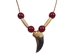 Real Black Bear 1-Claw Necklace: Red Beads - 560-Q13R (Y1X)